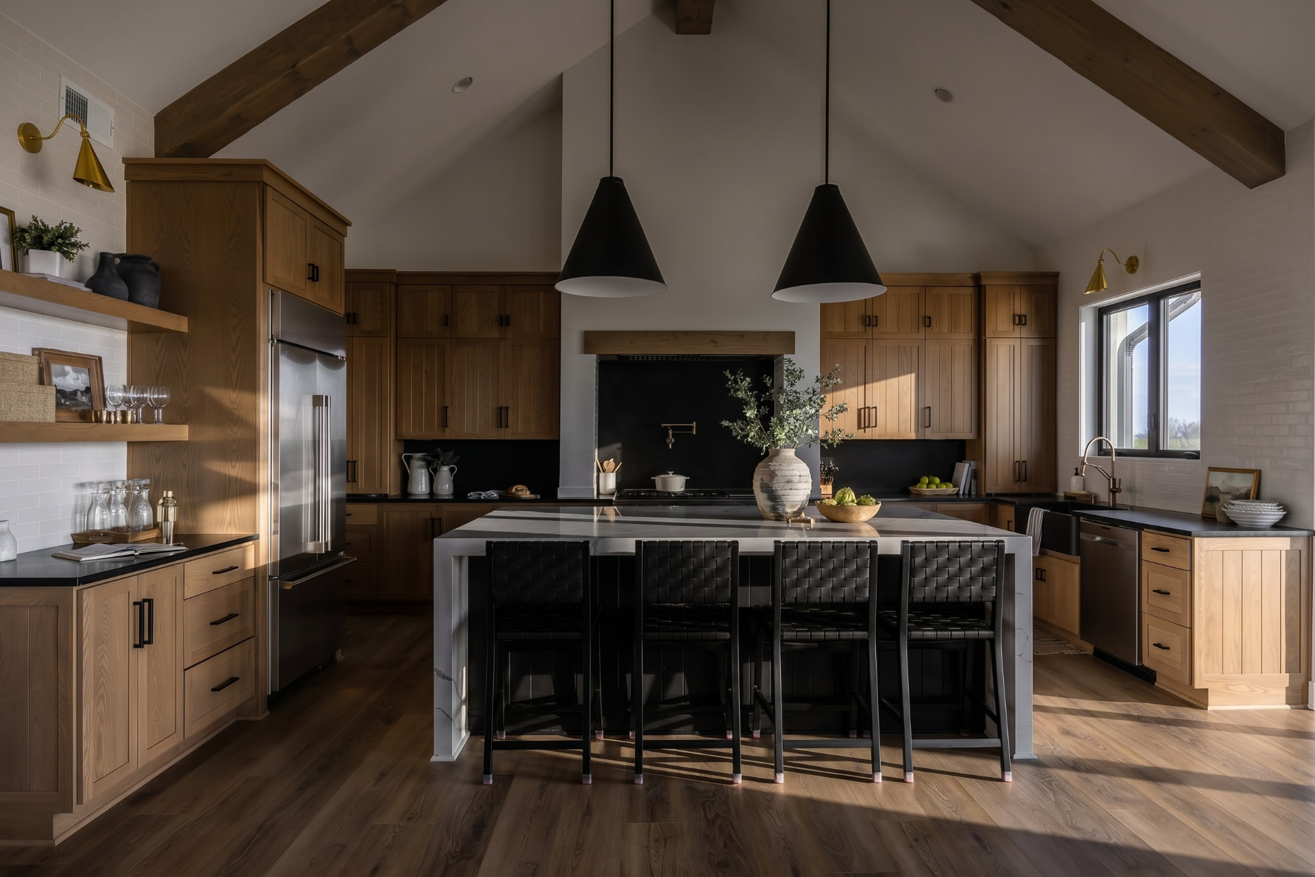 Architect-designed kitchen with vaulted ceiling