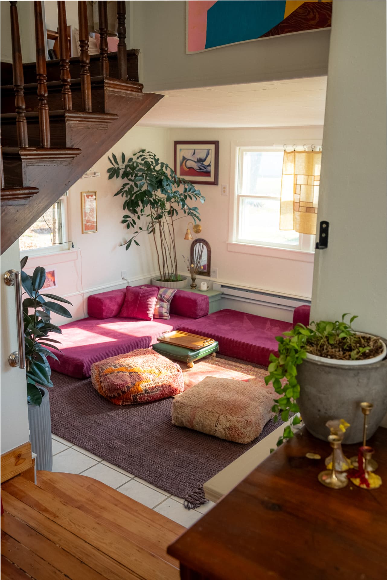 Staged living room interior